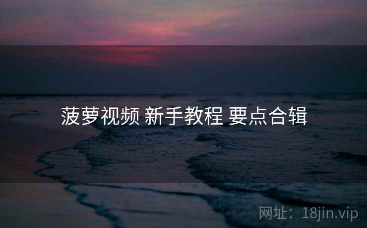 菠萝视频 新手教程 要点合辑